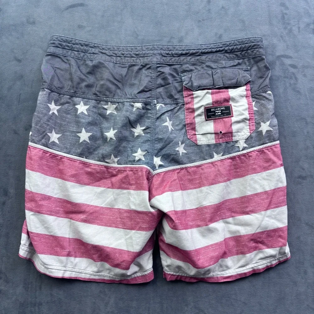 Billabong Mens American Flag Board Shorts Stars Stripes Red White Blue Size 32